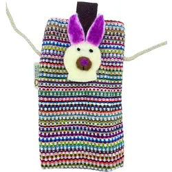 Phone Holder Bag Stripes Pink  - bunny decor