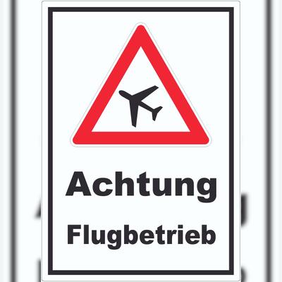 HB-Druck Aufkleber Achtung Flugbetrieb A4 (210x297mm)
