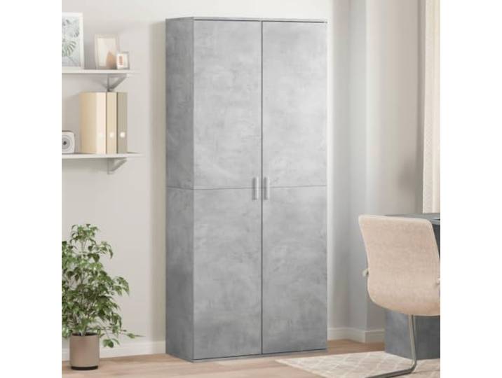Highboard Betongrau 80 x 35 x 180 cm, Holzwerkstoff Holzwerkstoff mit glatter Oberfläche, Türen schützen vor Staub, viel Stauraum, für Wohnzimmer und Flur