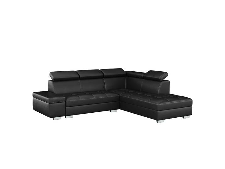 Ecksofa Leder DEBORA rechts schwarz
