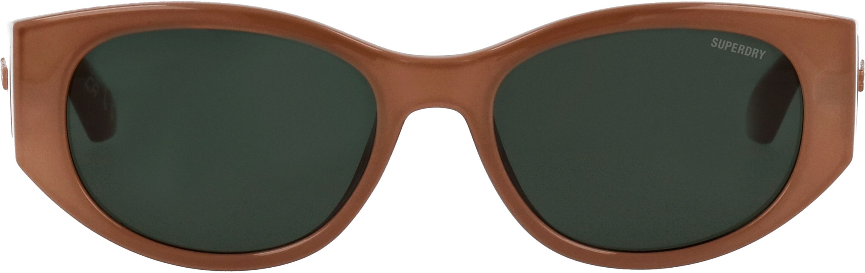 Sonnenbrille SUPERDRY "Modell 996072", Damen, beige (braun), leicht glänzend, Sonnenbrillen Sonnenbrille, Form CatEye, Logoschriftzug auf Bügel, Kunststofffassung braun Einheitsgröße