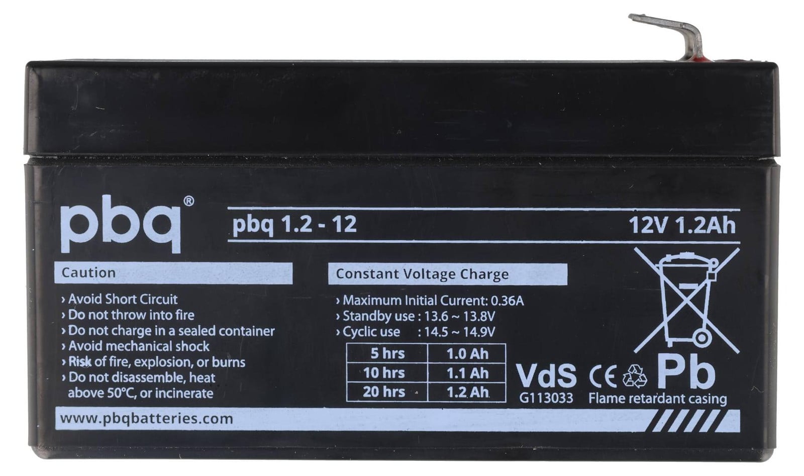 PBQ loodaccu 12V 1.2Ah