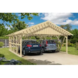 Skan Holz Schwarzwald Doppel 684x772cm Dachlatt.unbehandelt inkl.kl.Abstellraum Holzcarport