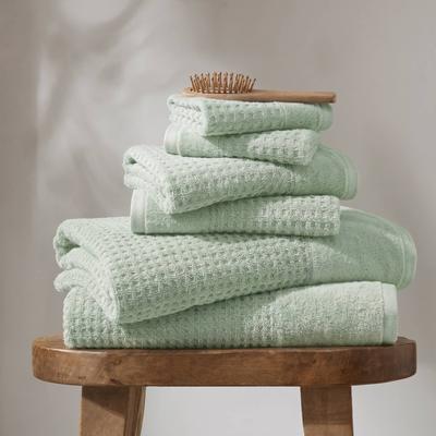 Madison Park Spa Waffle Cotton Waffle Jacquard Antimicrobial Bath Towel 6 Piece Set