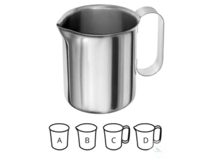 RSG Edelstahl Becher mit Ausguss und Henkel, 5000mL Kapazität, 210mm Höhe, 180mm Durchmesser