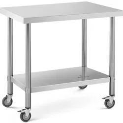 Royal Catering Edelstahltisch mit Rollen - PREMIUM - 60 x 90 cm - 145 kg -