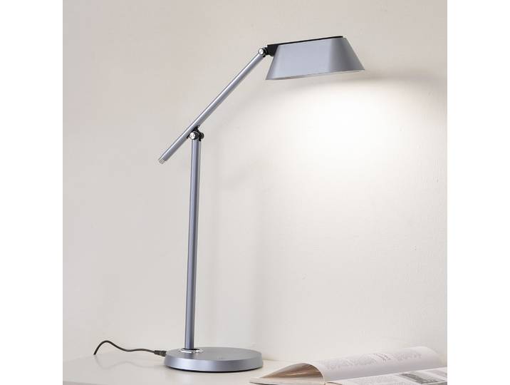 Thies LED Tischleuchte Dim. Grau - Lindby - Arbeitszimmer / Büro - Modern - Kunststoff - Einflammig