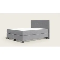 Emma Original Boxspringbett Komfort 200x200cm - hellgrau - Füße Schwarz - Kopfteil klassisch