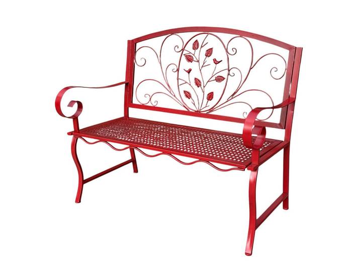 DanDiBo Gartenbank Rossa Wetterfest 2 Sitzer Metall Rot 110 cm Eisen, 110x100x58 cm, Gartenmöbel, Gartenbänke