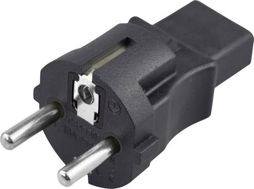 TRU COMPONENTS Adapter Schutzkontakt-Stecker - Kaltgeräte-Buchse C13 Gesamtpolzahl: 2 + PE Schwarz 1St.