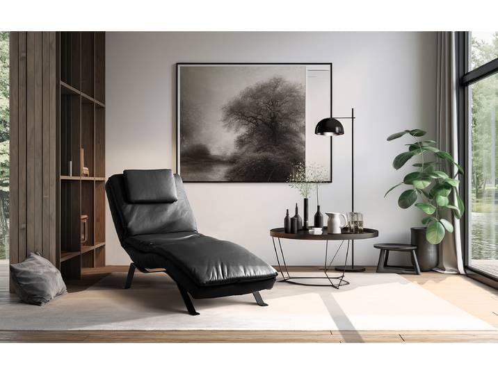 Relaxliege Kanan Schwarz Echtleder Mabel Schwarz 65 x 65 x 171cm