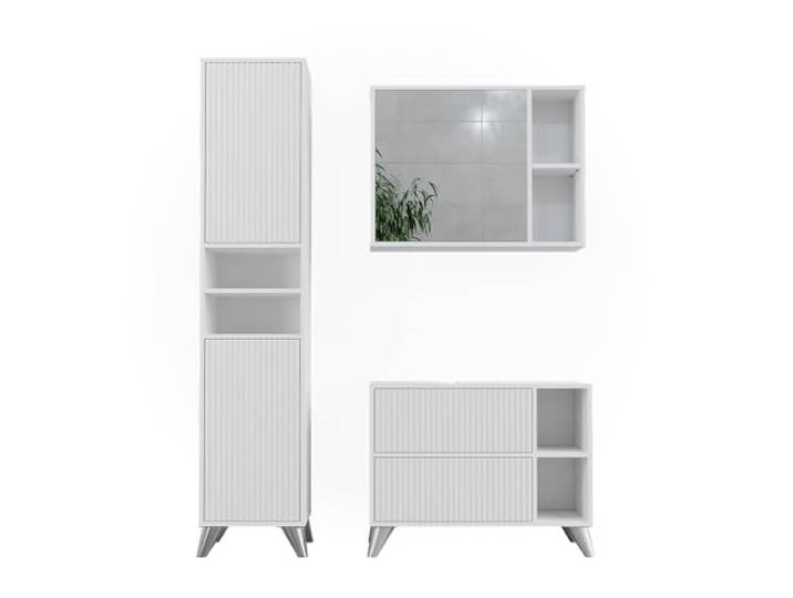 Vicco Badmöbel-Set Leano, Weiß 80 cm