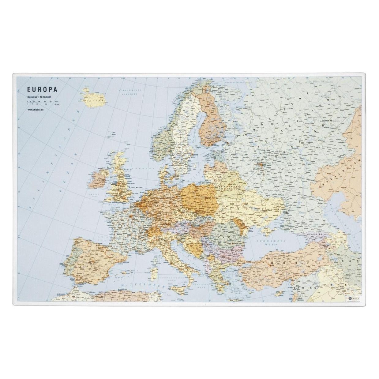 Veloflex 4673000 - Schreibunterlage Europakarte, Grösse 40 x 60cm, rutschfest, abwaschbar, 1 Stück (60 x 40 cm) (4673000)