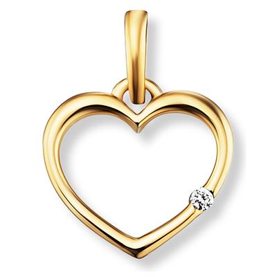 Kettenanhänger ONE ELEMENT "0.01 ct Diamant Brillant Herz Anhänger aus 585 Gelbgold", gold, Schmuckanhänger, Damen, 0,01, Diamanten Gelbgold 585 Gold, Diamanten, Gelbgold 585, Gold, Kettenanhänger, Fein gearbeitet – edle Brillanz mit Diamantbesatz