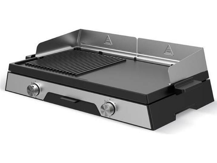 Plancha électrique 2200w plaque inox 52 x 31.5cm - Kitchen Chef - PLANCHADUO2200 -