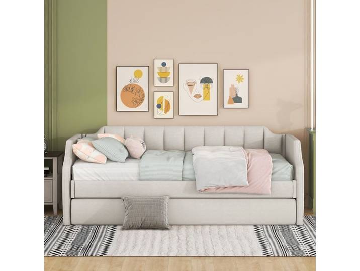 Lit daybed - KOMHTOM - Lit daybed 90x200cm - Rollbett 90x190 - Capacité 120kg - Beige
