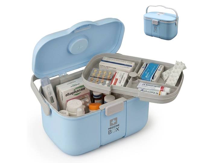 Medizinbox Kunststoff Hellblau-Grau