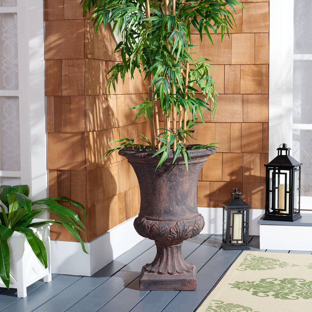 Fleur De Lis Living Paven Concrete Outdoor Planter Brown 73.41cm H X 54.1cm D