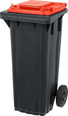 SSI Schäfer Mülltonne PRO 80 WAVE, 80 l, fahrbar, rot/schwarz