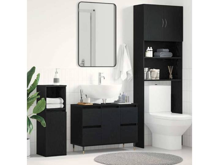Magnifique Meuble de Lavabo de Salle de Bain Chêne noir 80 x 33 x 60 cm - Résistance à l'humidité &4696