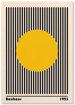 Inspired Living Bauhaus Wall Art Geometric Poster Print Modern Abstract Orange Sunrise Bicycle Decor 30x45cm No Frame g