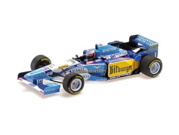 Minichamps 1/18 Modellauto: Benetto. Renaul. B195 Michael Schumacher Winner European GP World Champion 1995 - Metall, für Erwachsene und Teenager, Formel-1-Fans, Michael-Schumacher-Enthusiasten