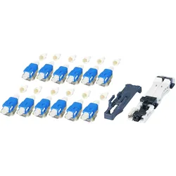 EFB 53200.1 12er Set feldkonfektionierbare SC Steckverbinder OM3 aqua, mit Faserhalter 532001