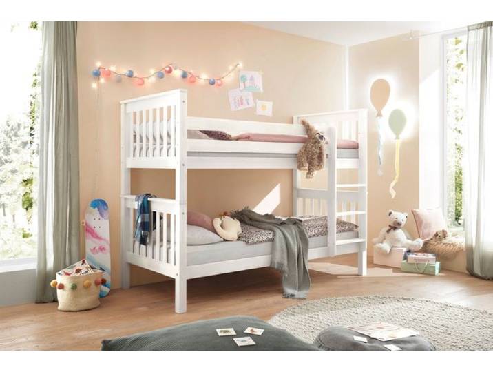 Etagenbett Pino 90 x 200 cm Weiß Holz
