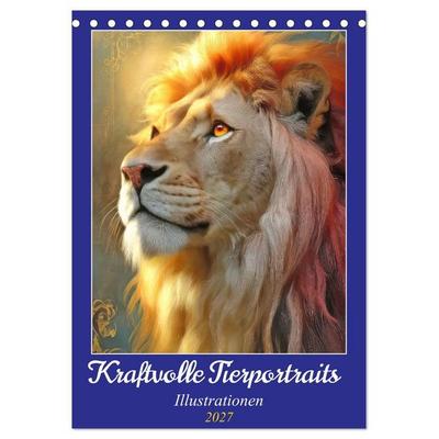 Kraftvolle Tierportraits - Illustrationen (Tischkalender 2027 DIN A5 hoch), CALVENDO Monatskalender