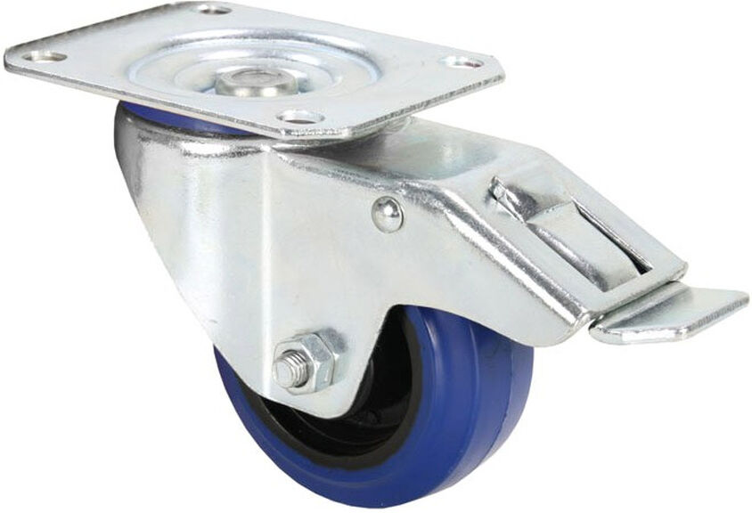 Adam Hall Hardware 372091 Lenkrolle 80 Mm Mit Blauem Rad Und Feststeller