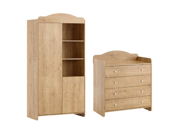 Commode à langer et armoire 2 portes Vox Megeve Bois