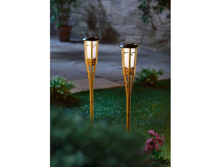 Bambus-Gartenfackel aus echtem Bambus, 2er-Set, Natur