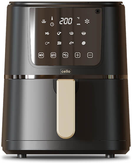 Cello Overture Ash Black Air Fryer with Internal Food Thermometer