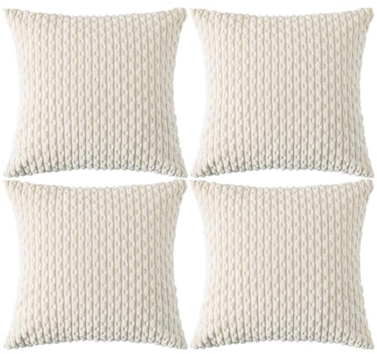 Ci & Ci Set van 4 boho decoratieve kussenslopen, 40 x 40 cm, crèmewit