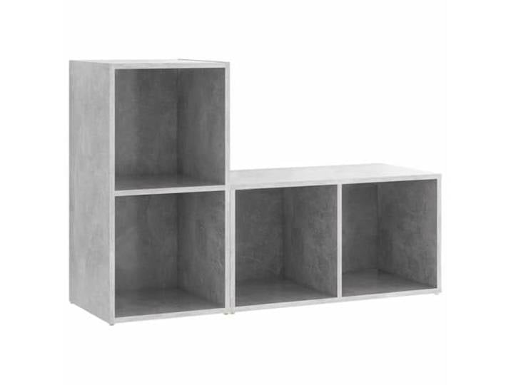 KUPTYERFG TV-Schrank 2er Set Betongrau 72x35x36,5 cm Holzwerkstoff Flexibles Fernsehmöbel für Wohnzimmer und Schlafzimmer mit 2 offenen Fächern für Receiver, Bücher und Dekoration.