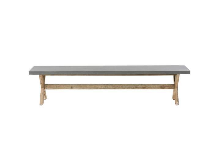 Beliani Gartenbank Faserzement/Akazienholz grau/heller Holzfarbton 200 cm Olbia, Grau, Stein, 200x45x40 cm, Gartenmöbel, Gartenbänke