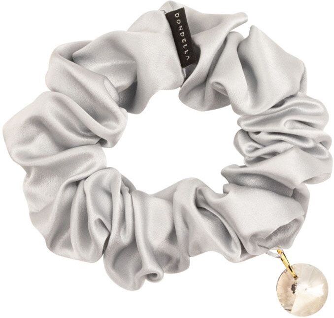 DONDELLA Luxury Silk Silver Scrunchie Hair Ring 10cm