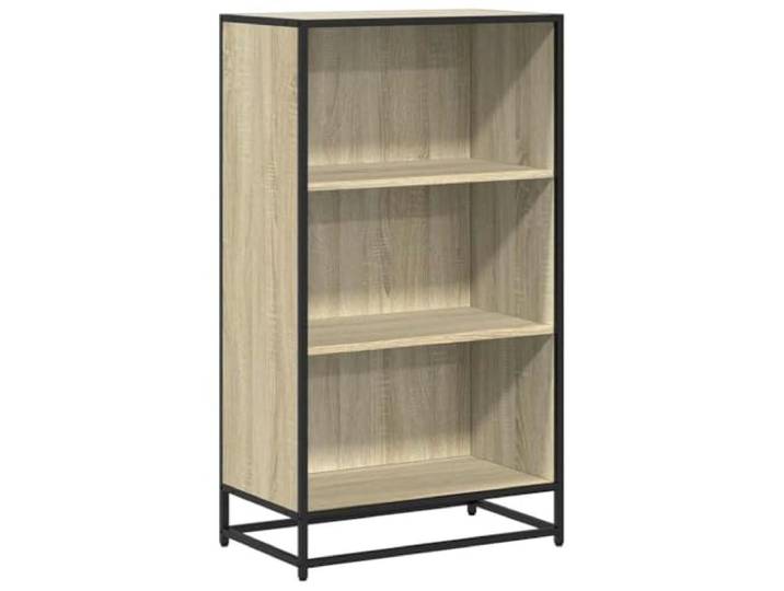HKTMGDNG Standregal Sonoma-Eiche 60x35x107,5 cm mit Metallgestell Dekorativer Raumtrenner fürs Wohnzimmer mit 3 Fächern, robuster Ablage und hoher Stabilität bis 80 kg Belastbarkeit.