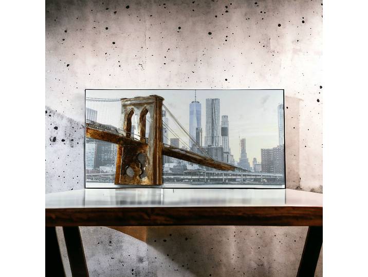Tableau Relief Pont de Brooklyn en Métal
