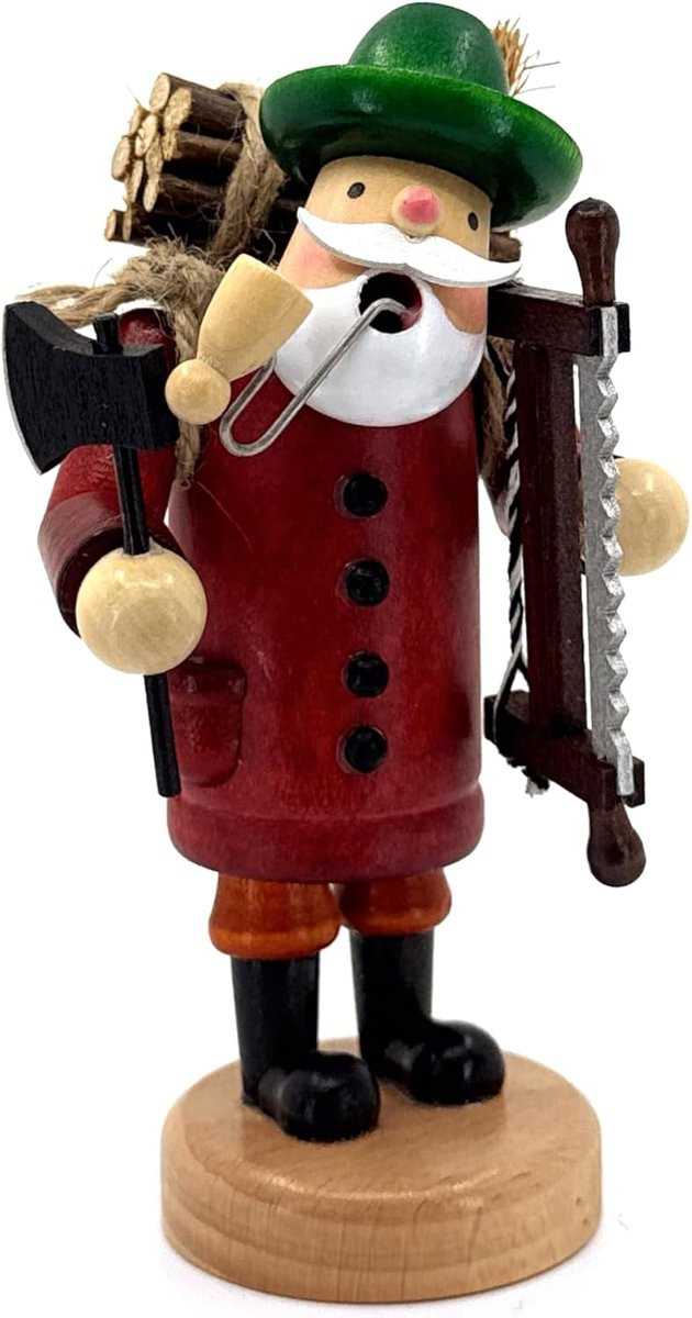 Kaladia Smoke Man Woodcutter - Handbeschilderd houten rookfiguur voor wierookkaarsen - Maat M