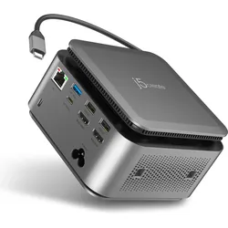 j5Create USB-C Powerbase (USB-C, 14 Ports), Dockingstation + USB Hub, Grau