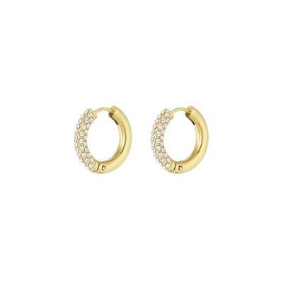 Paar Creolen ADELIA´S "LIVAYA Ohrringe Creolen aus Edelstahl mit Strass", Damen, Gr. Damen, Edelstahl, goldfarben, Ohrringe, Stylisch mit halbseitiger Strassverzierung