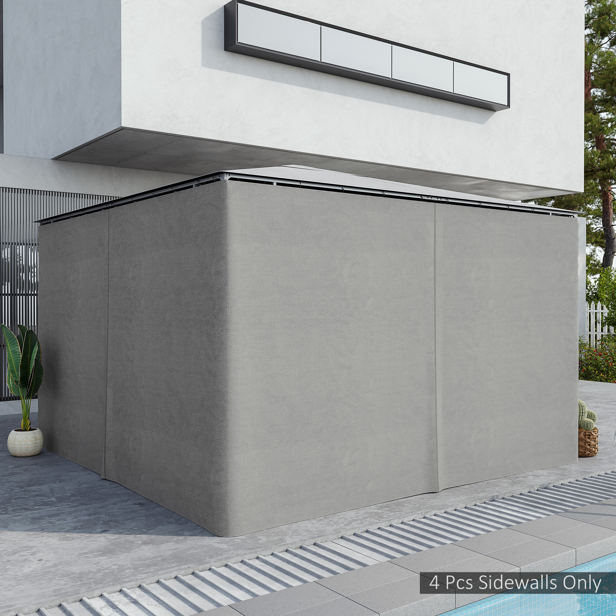 Outsunny Tendaggi di Ricambio per Gazebo, Set da 4 pezzi, per Gazebo da 3x4m, 352x205cm, Grigio Chiaro