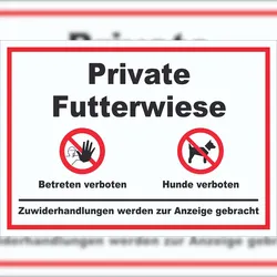 HB-Druck Private Futterwiese Betreten und Hunde verboten Schild A6 (105x148mm)