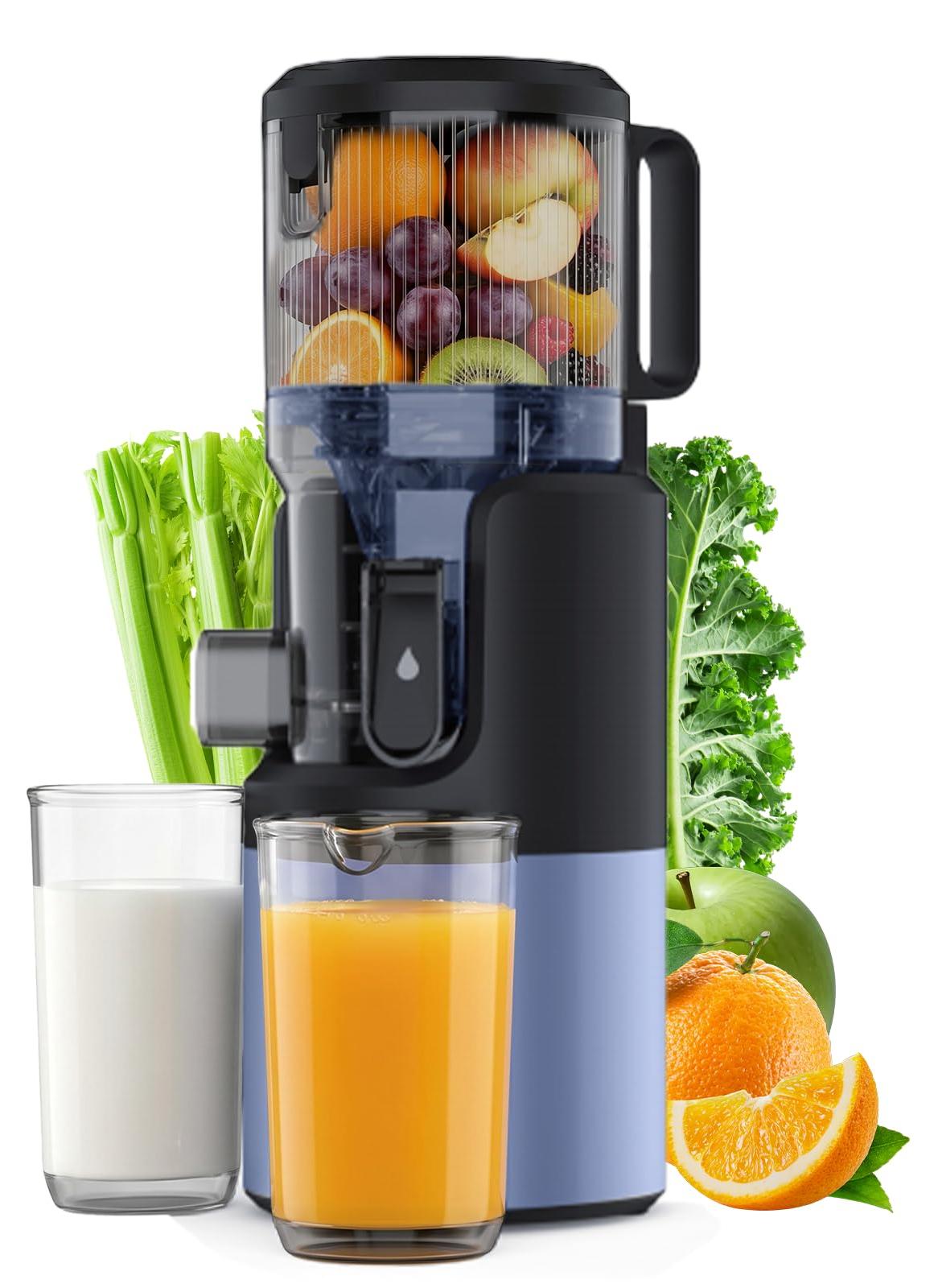 Entsafter Slowjuicer Saftpresse - Kompakt - Abnehmbare Teile - Blau - Für Obst und Gemüse