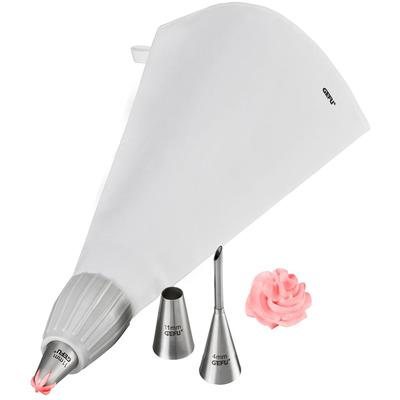 Spritzbeutel GEFU "DECORE SET", weiß, H:5cm L:20cm T:5cm, Baumwolle, Edelstahl 18/10, Kunststoff, Spritzbeutel, verzieren von Kuchen
