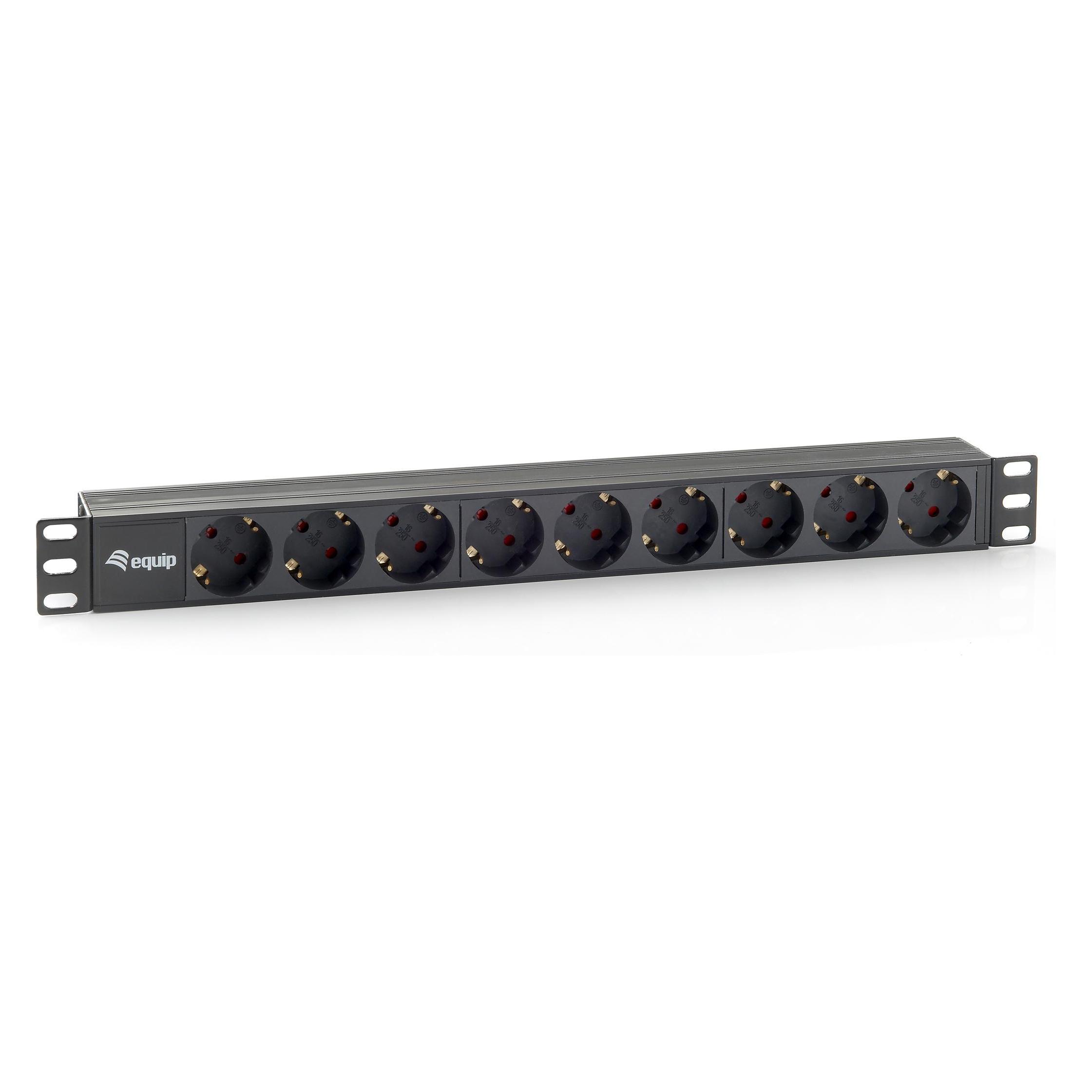 equip Steckdosenleiste 9fach Schuko 1.8n Kabel RAL9005 (8x, CEE 7/4, 1.80 m) (333282)