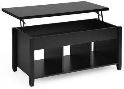 Costway Lift Top Coffee Table with Hidden Storage Compartment-Black