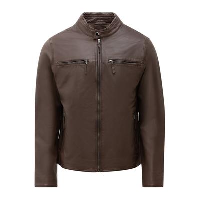 Lederjacke RICANO "Lederjacke Traveller", Herren, Gr. L, braun, Obermaterial: 100% Lammnappaleder LANA. Futter: 100% Polyester PES., figurbetont, hoch geschlossener Ausschnitt, Jacken, Handgefertigt aus echtem Leder