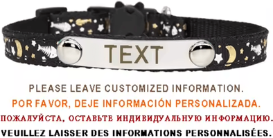 Inspire Curations CustomGuard Personalized Safety Pet Collar fish black s